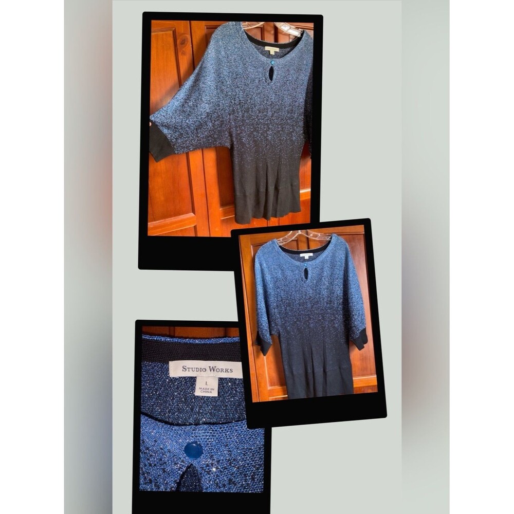 Studio Works Blue and Black Sweater #1757